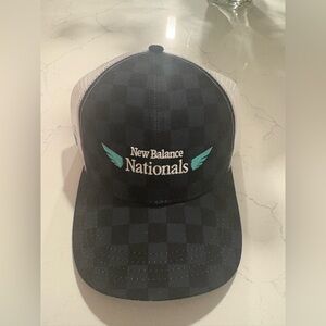 New Balance Nationals Black Checker Mesh Hat with Teal Accents